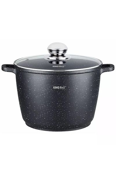 Kinghoff Pot with lid 28 cm, 10L – Kinghoff KH 1599, non-stick with marble, ideal for soups and large dishes