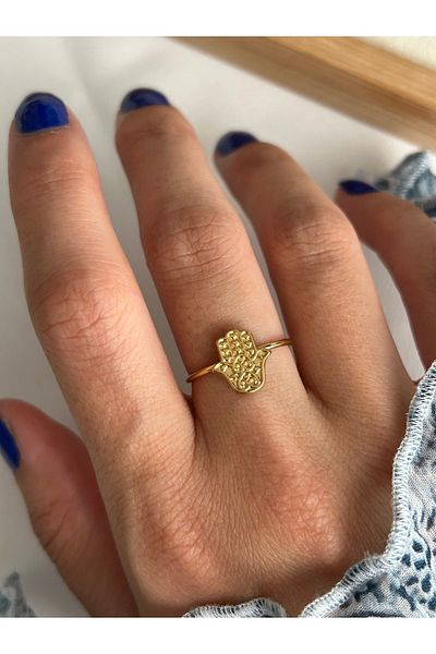 ringbox Steel Tarnish-Free Fatma Mother's Hand Ring