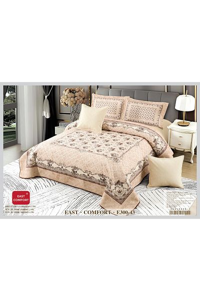 FIONNA.RO 5 Piece Velvet Duvet Cover Set - Beige Flowers