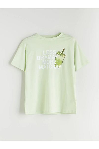 LC Waikiki Lcw Kids Green Crew Neck Girls T-Shirt