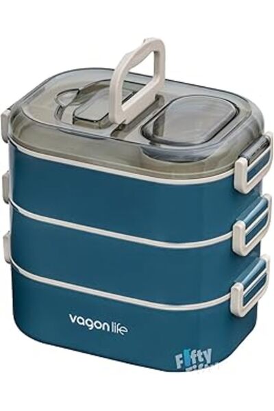 ASİTAN Vagonlife 1450 ml 3 Kat Çelik (2 KAT KULLANILABİLİR) Bento Lunch Box Y...