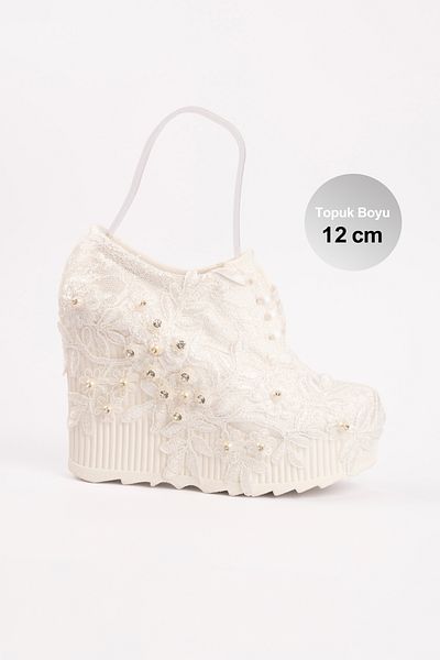 E&L Company 12cm Wedge Heel, Off White Sports Bridal Shoes. As Light as a Bird