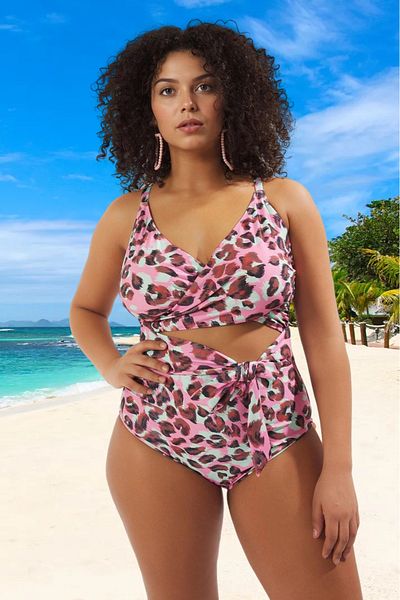 PayBuy Comfortable Patterned Relaxed Fit Plus Size Swimsuit Uv Protection for Beach and Pool