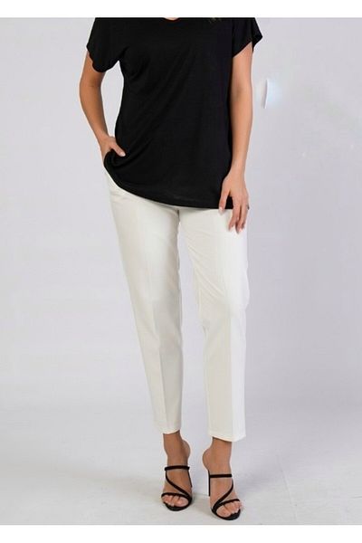 Nelly Plus Size White Color Trousers with Elastic Back and No Zipper