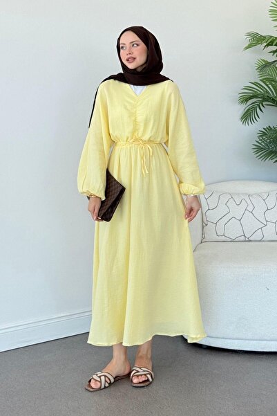 Hazamoda فستان ريسال موسلين أصفر