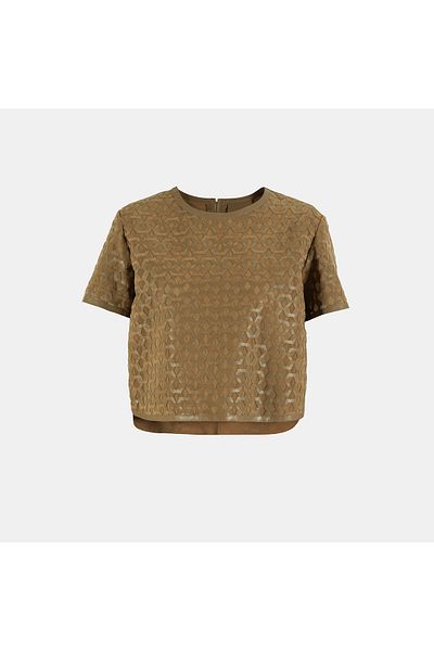 Desa Women's Tan Leather Detailed Blouse