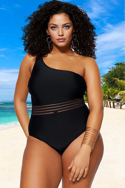 PayBuy Comfortable One Shoulder Relaxed Fit Plus Size Swimsuit Uv Protection Quick Dry Confidence Style