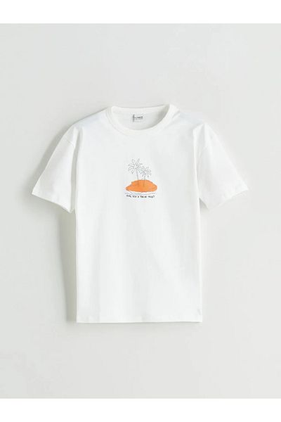 LC Waikiki LCW Kids Ecru Crew Neck T-Shirt για αγόρια 3 Πακ
