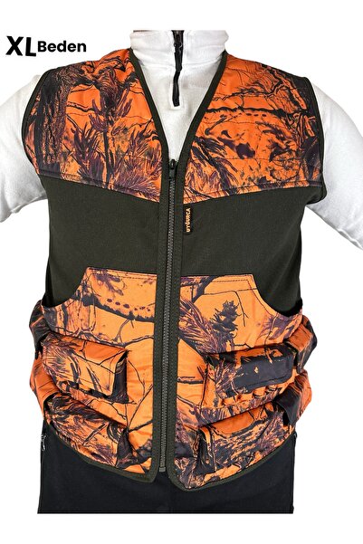 UYĞURCA XL Beden Turuncu Ağaç Desen Avcı Yeleği - 40 Fişek Kapasiteli - 12 Kalibre