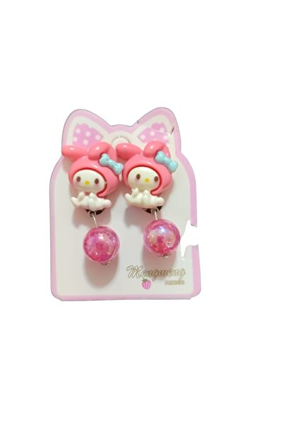 FAMEMUS ACCESSORY أقراط My Melody للأطفال باللون الوردي - موديل لطيف مزين بال...