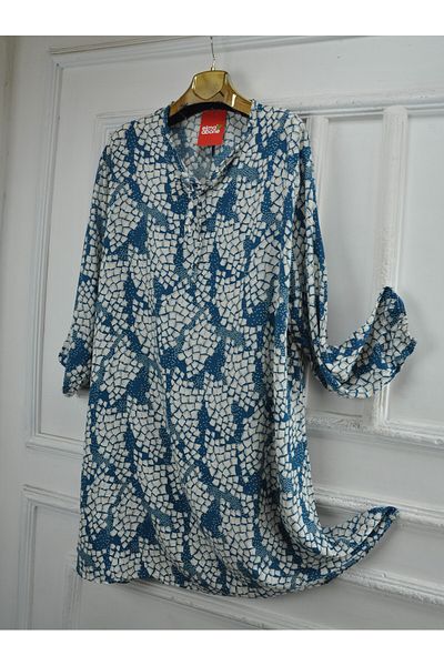 elma abone Large Size Viscose Lace-Up Tunic