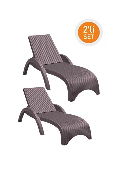 Omnipazar TRK-860 Siesta Fiji Rattan Desenli Ayarlanabilir Lüks Şezlong Kahve...