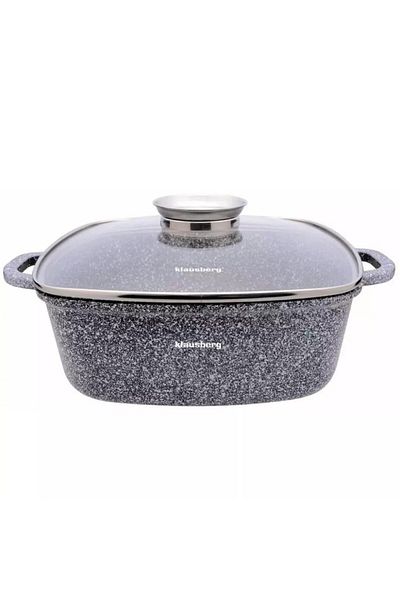 Klausberg Square pot with lid 26x26 cm, 5.5L – Klausberg KB 7531, marble coating, for all hobs, modern gray