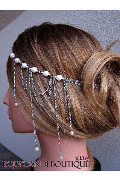 Shiklik MODA إكسسوار شعر بسلسلة من اللؤلؤ لتكملة أناقتك