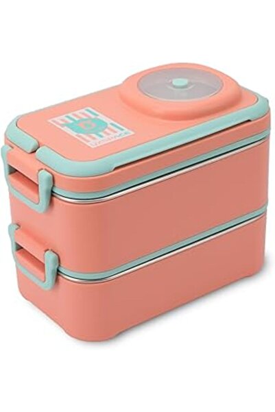 Genel Markalar Uzspace 1200 Ml İki Kat Dört Bölme Paslanmaz Çelik Lunch Box Yeni Nesil Sefer Tası-Sos Kaseli Model