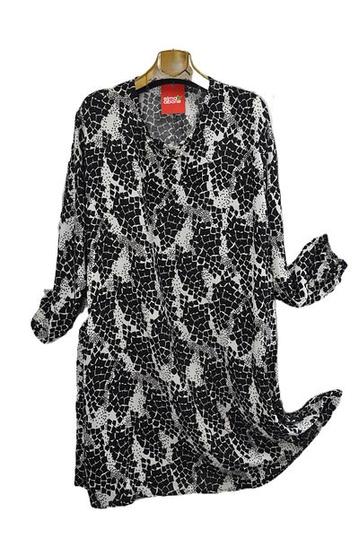 elma abone Large Size Viscose Lace-Up Tunic