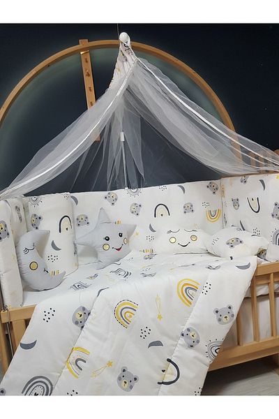 bebek iklimi Double Sided Baby Sleeping Set 60X120 Furniture for Crib - with Mosquito Net Tulle and Apparatus