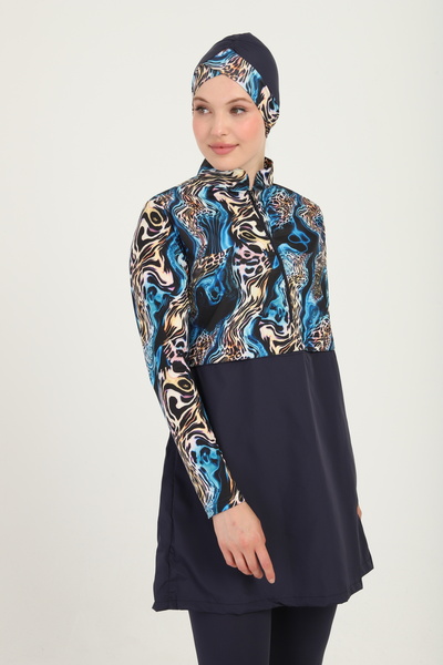 TRENDT MODA Üstü Paraşüt Kumaş Altı Riklalı Tayit Elbise Yanları Daralta Bilir Lastikli Tesettür Mayo Haşama