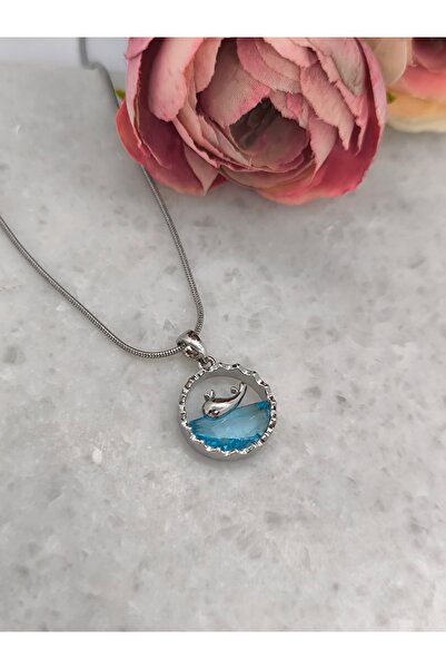 Ece Takı Aksesuar قلادة فضية اللون بسلسلة بحرية بتصميم سمكة من الفولاذ