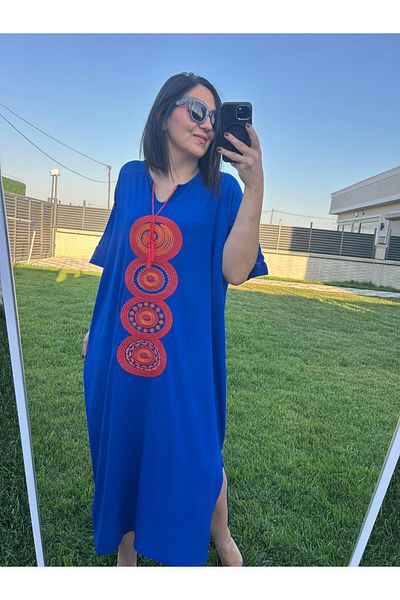 charamela Plus Size Embroidery Detailed Knitted Dress -Bge113