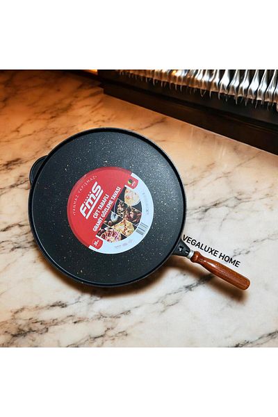FMS Grill Casting Granite Pan Double Sided 36 cm Fireproof Non-Stick Multi-Purpose Black