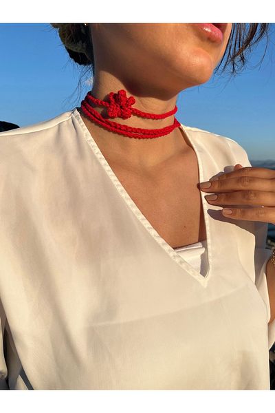 Poshy Atelier Women Knitting Handmade Crochet Choker Flower Prom Homecoming