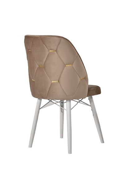 Desire Fergana Chair, Gold details, first-class hornbeam frame, durable wooden legs White