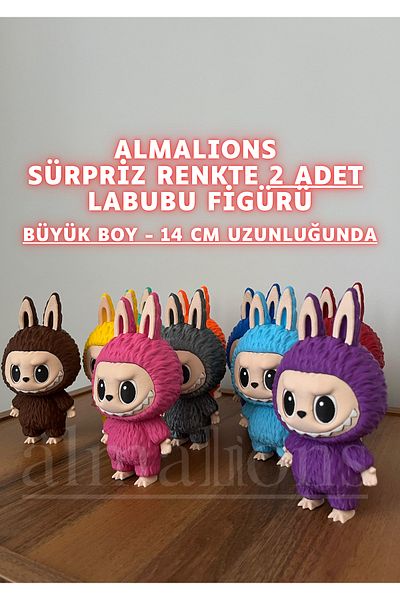 almalions 14 cm Large Size Surprise Color Labubu Figure - Plastic Figure - 2 Pieces