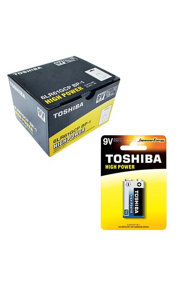 Toshiba Set of 12 9V alkaline batteries, High Power 6LR61, in blisters