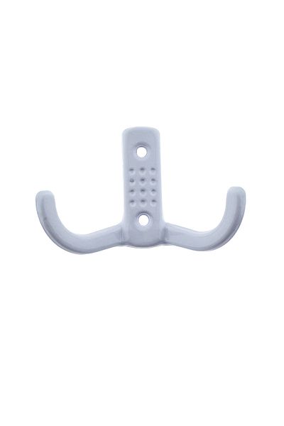 OEM Cuier din metal pentru mobila sau perete, cu 2 agatatori de 2 cm, 2 orificii, 85 x 57 x 30 mm, alb