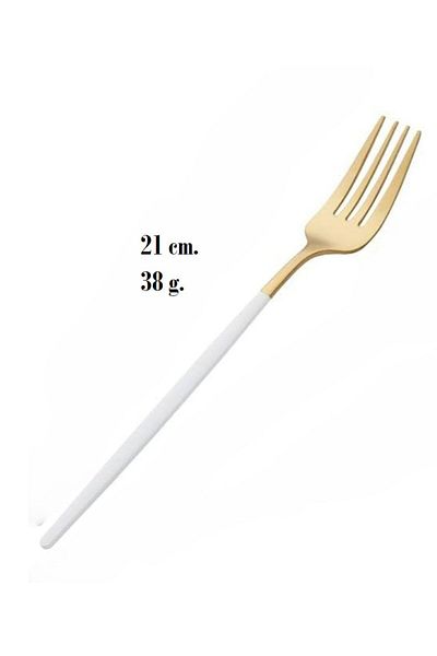TARIK HOME 6-Person Gold White Modern Round Shape Stainless Steel 6-Piece Fork Set