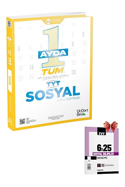 Üç Dört Beş Yayıncılık 345 - 1 Ayda Tüm TYT Sosyal Soru Bankası Ve TYT Deneme...