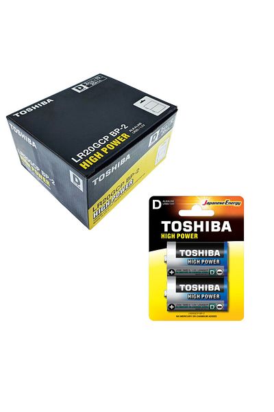 Toshiba Set 20 baterii alcaline LR20, Toshiba High Power D, 1.5V, in blistere