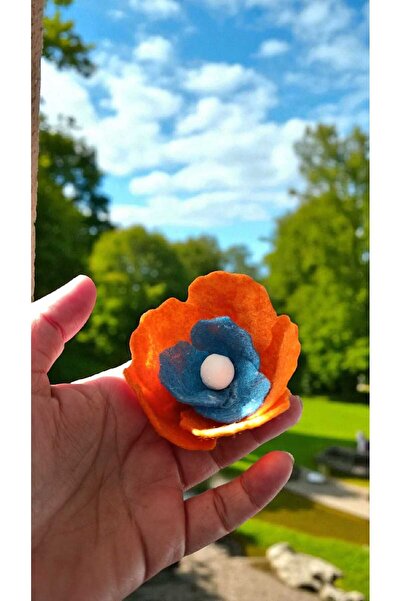 Bloomflorart Büyük Turuncu-Mavi Taraklı Çiçek Toka