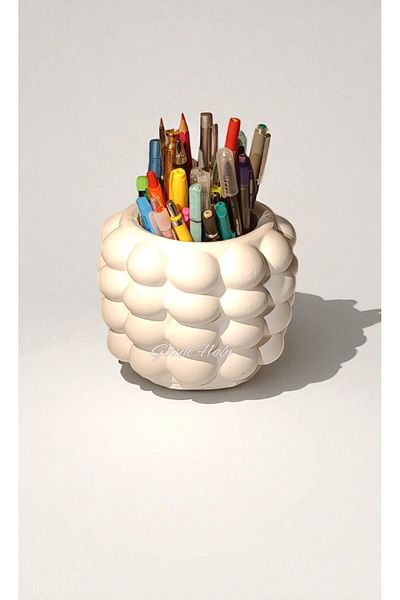 gözde hobi Gözdehobi Bubble Bubble Large Size Pen Holder, Desktop Organizer, Office Gift |   White Color