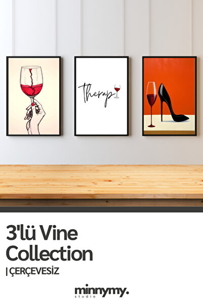 Minnymy 3'lü Vine Collection Duvar Posteri - Çerçevesiz Poster, Mutfak, Salon...