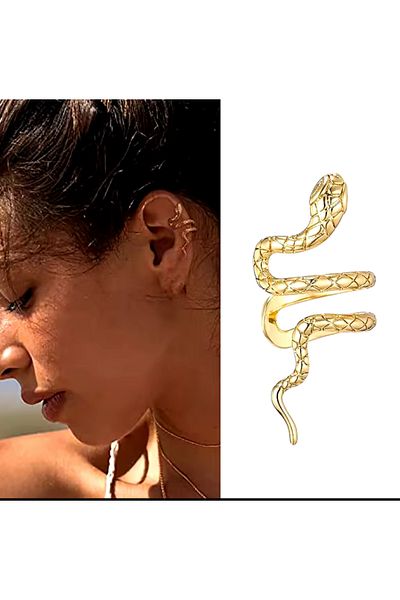AychaAksesuar Steel Vip Coiled Snake Non-Perforated Cartilage Earrings