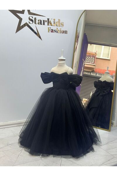 Star Kids Черна благородна принцесна рокля за момиче - пухкава тюл пола, сватбена и вечерна рокля за специални поводи
