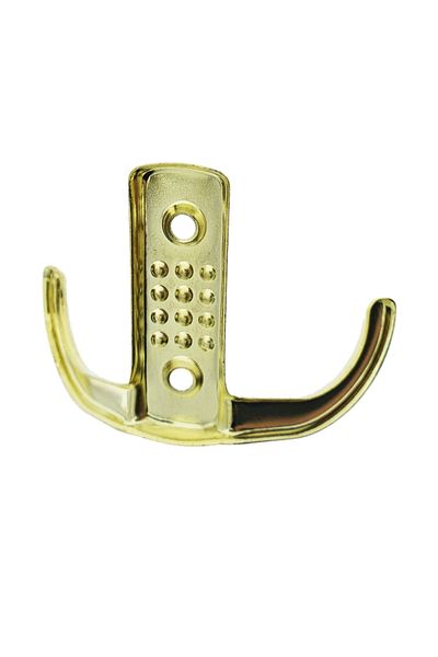 OEM Cuier din metal pentru mobila sau perete, cu 2 agatatori de 2 cm, 2 orificii, 85 x 57 x 30 mm, auriu