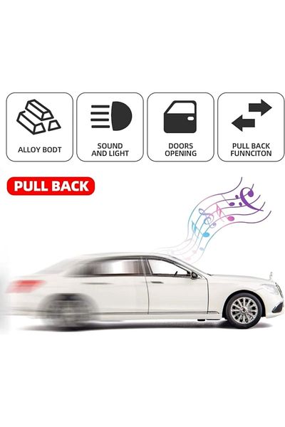 PeriYedi Mercedes-Benz Car Mercedes E300L Car 1:24 Diecast Metal Model Collectible Car with Sound Light 21cm