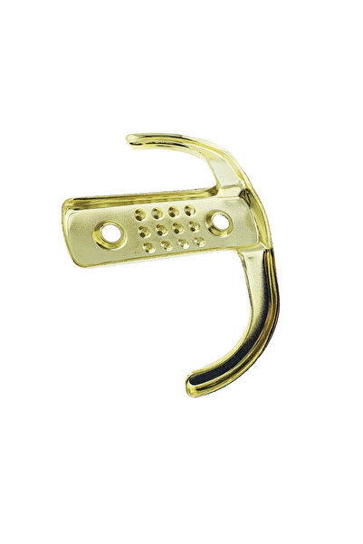OEM Metal hanger for furniture or wall, with 2 2 cm hooks, 2 holes, 85 x 57 x 30 mm, gold
