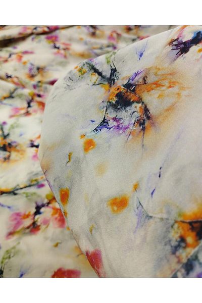 Kumaş Parça Cotton Satin Flower Pattern Cream Color (Width 150 cm X Length 300 cm)