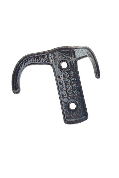 OEM Metal hanger for furniture or wall, with 2 2 cm hooks, 2 holes, 85 x 57 x 30 mm, brown