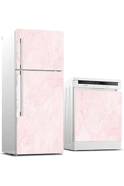 AMAZON TOHUM Refrigerator and Dishwasher White Goods Sticker Covering Pink Marble
