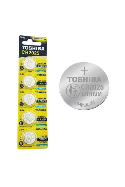Toshiba Set of 5 lithium batteries 3V CR2025, coin type, Toshiba, in blister