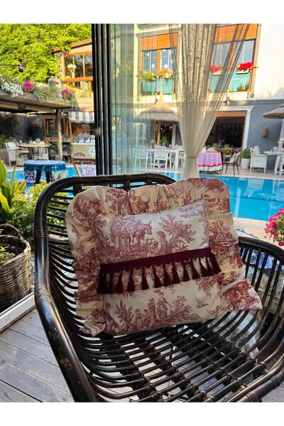 Merve Kaymakcı Italian Breeze Ruffled Bordo Kirlent Case