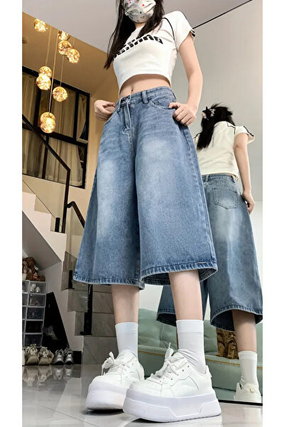 Weekeep Y2k Πλενόμενο ύφασμα Unisex Jean Bermuda/Σορτς