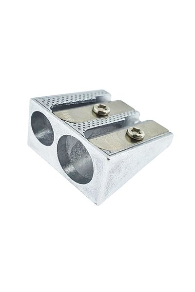 OEM Double pencil sharpener, aluminum, 25x24x12 mm, silver