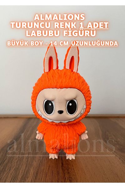 almalions 14 cm Large Size Orange Color Labubu Figure - Plastic Figure - 1 Piece