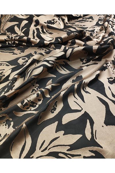 Kumaş Parça Burnout Viscose Silky Brown Black (Width 140 cm X Length 290 cm)